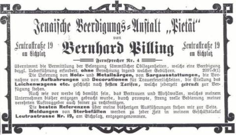 Funeral notice from 1923