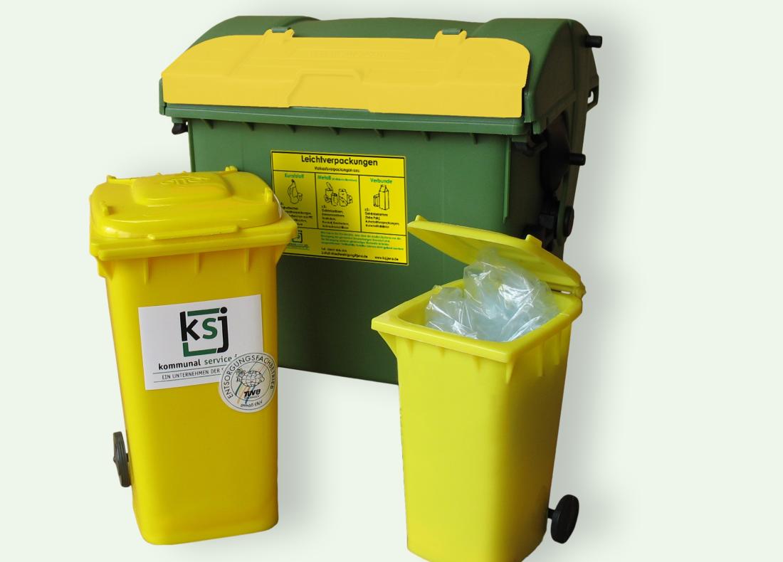 Leichtverpackungen – Gelbe Abfallbehälter zur Sammlung