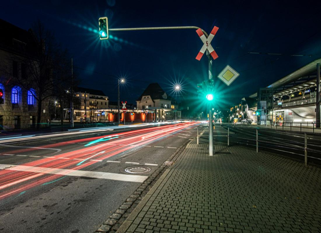 Lichtsignalanlage in der Innenstadt von Jena